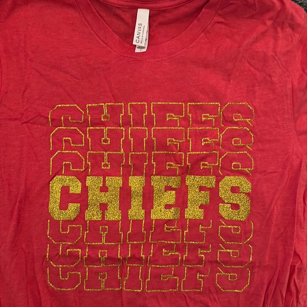 Kansas City chiefs shirt red with gold sparkle large kc chiefs large